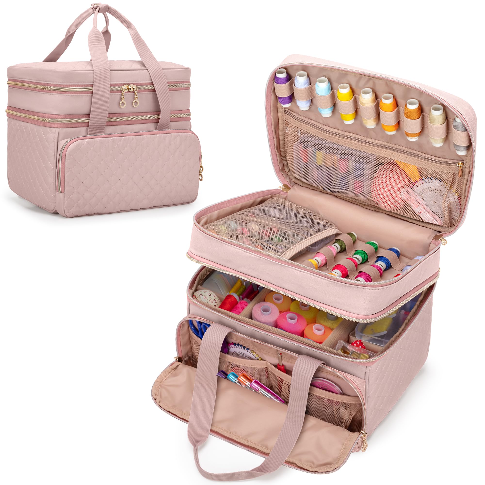 Amazon.co.jp: YARWO 裁縫箱 裁縫バッグ 二層式 大容量